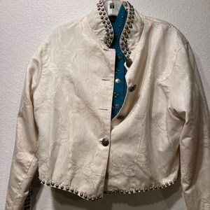 Vintage Silver  Studded River Unique Creme Large Jacket